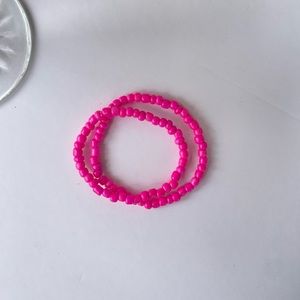 Hot Pink Beaded Bracelet Set